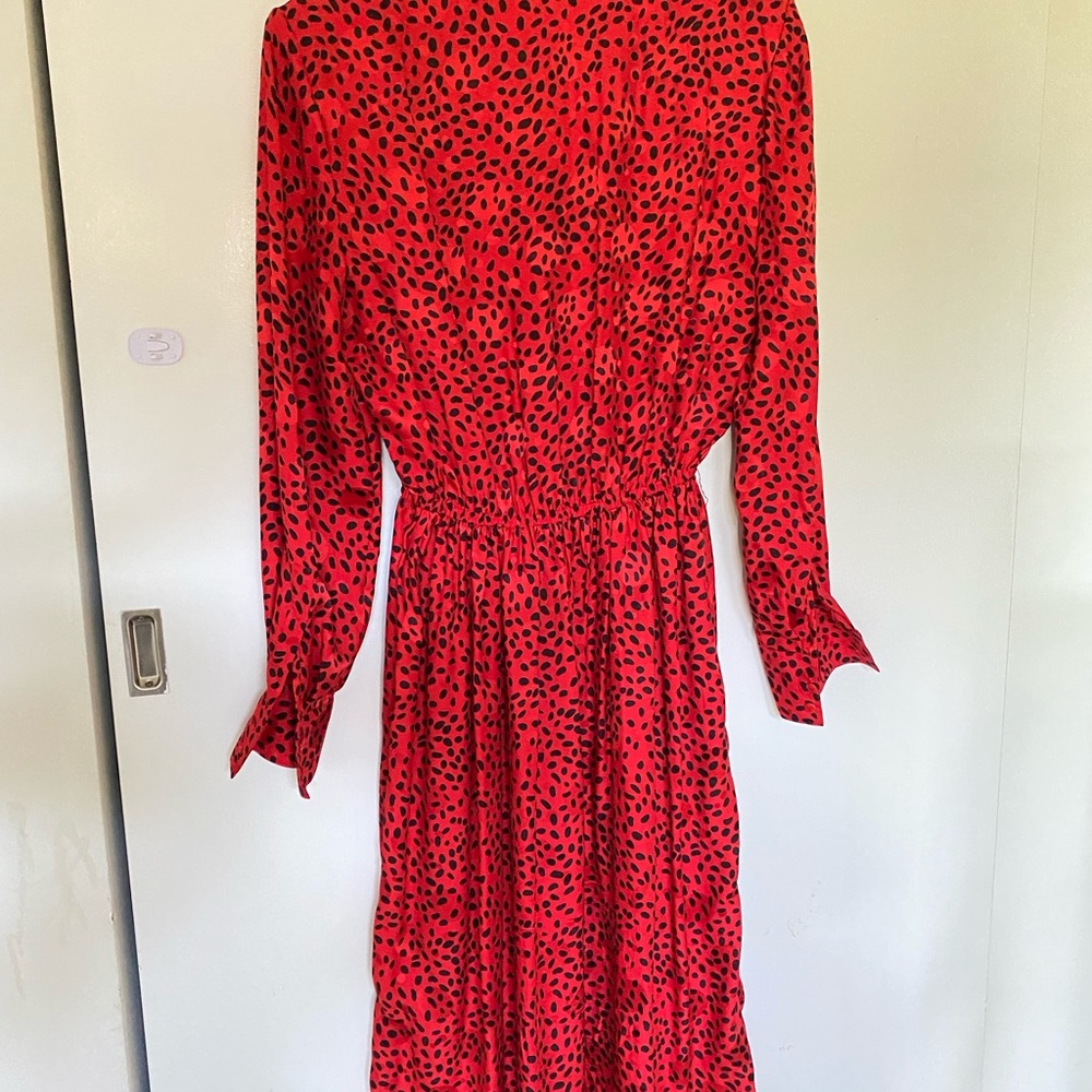Vintage Red Jack Mulqueen Maxi Long Sleeve Dress